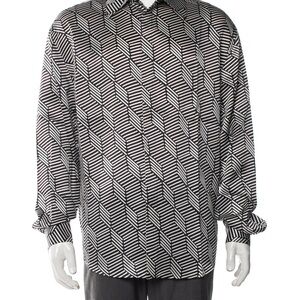 RtA 100% Silk Men’s Button Up Black and White Cube Shirt BNWT